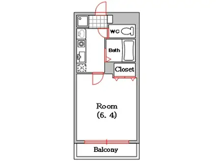 プレミアム新町III(1K/8階)の間取り写真