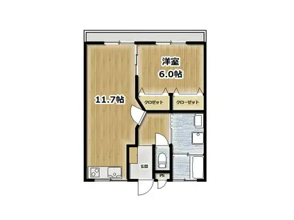 IKマンション(1LDK/3階)の間取り写真