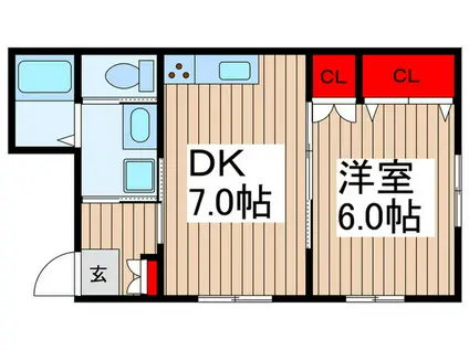 サンフラワー(1DK/2階)の間取り写真