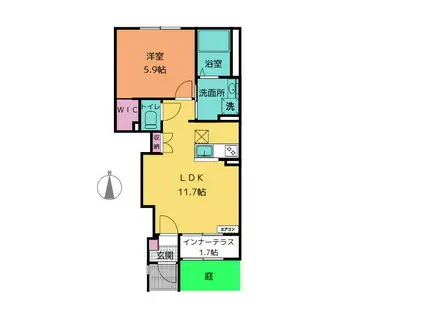 タウニィ裾野I(1LDK/1階)の間取り写真