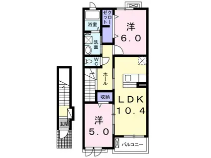 グラード多米 A(2LDK/2階)の間取り写真