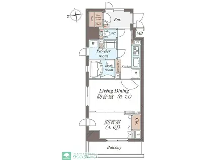 Wレジデンス多摩川(1K/5階)の間取り写真