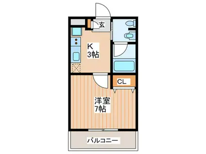 松尾ハイツ寝屋川(1K/3階)の間取り写真