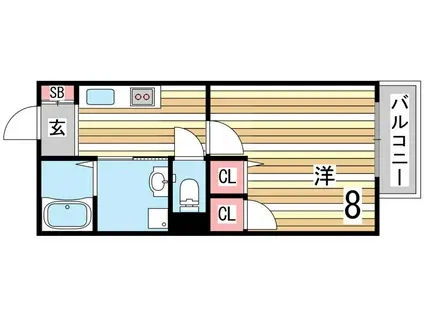 フルール岡本(1K/2階)の間取り写真