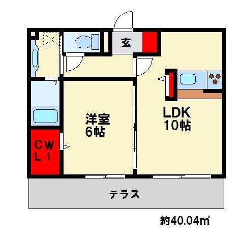 D-ROOM博多南弐番館(1LDK/2階)の間取り写真