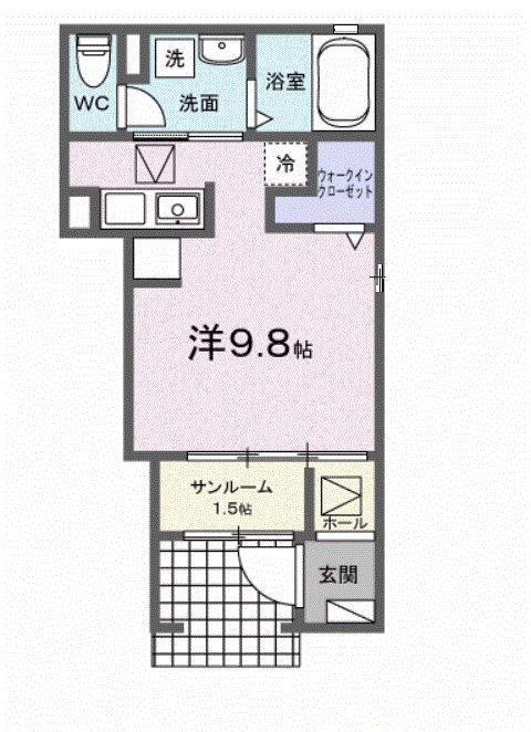 フローラ16(ワンルーム/1階)の間取り写真