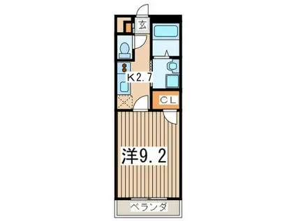 ARIES(1K/3階)の間取り写真