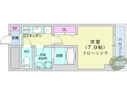 みなてらすレジデンス(1K/5階)の間取り写真