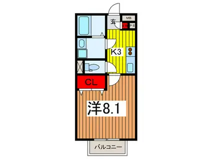 アムール ラフィネ(1K/2階)の間取り写真