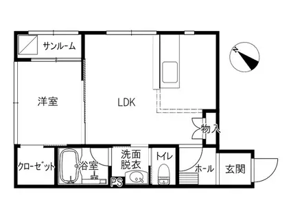 CHAMBERY(1LDK/1階)の間取り写真