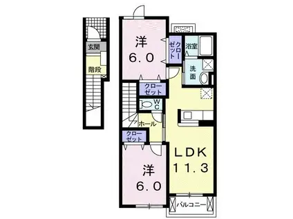 サンクレメントC(2LDK/2階)の間取り写真