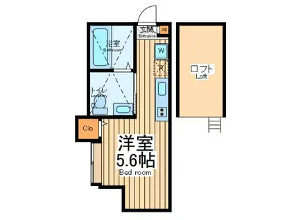 ベイルーム生麦(ワンルーム/1階)の間取り写真