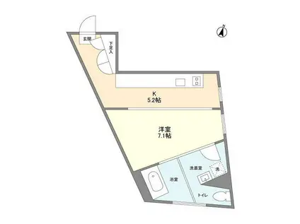 TREFORM(ワンルーム/1階)の間取り写真