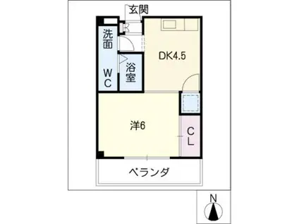 チェリータウン(1DK/3階)の間取り写真