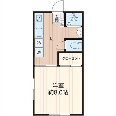 南矢名PRIMEPLACE(1K/1階)の間取り写真