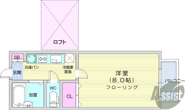 クレセール南吉成弐番館(1K/2階)の間取り写真