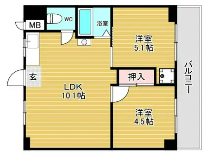 リアライズ玉出(2LDK/8階)の間取り写真