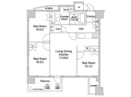 PATH横浜新子安(3LDK/9階)の間取り写真