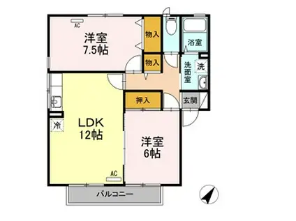 アムール(2LDK/2階)の間取り写真