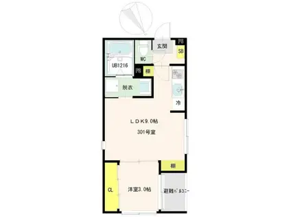 PRIME智明(1LDK/3階)の間取り写真