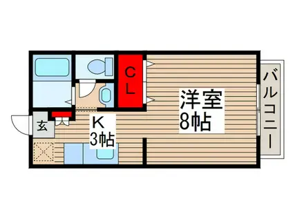 グランディール・シーコC棟(1K/1階)の間取り写真