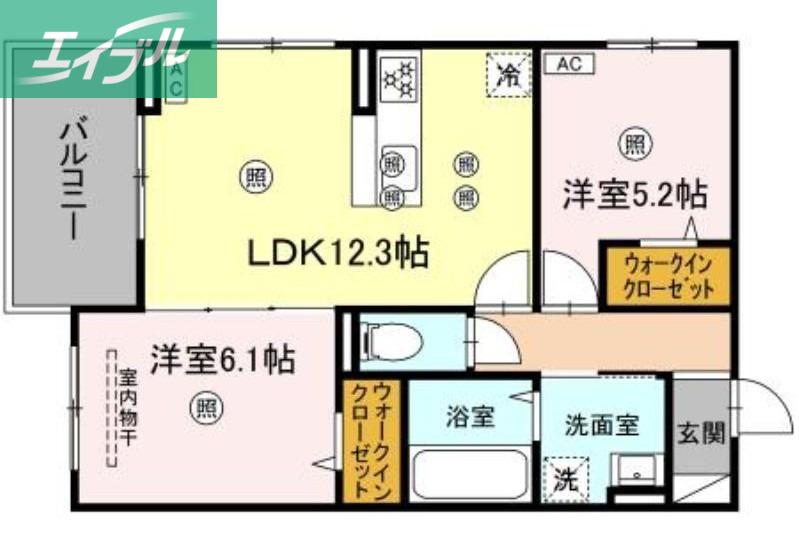 ル コンテ(2LDK/3階)の間取り写真