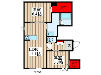 時間の翼(2LDK/3階)の間取り写真