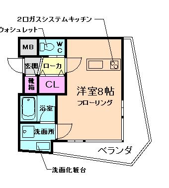 SHINKOU HOUSE HOTARUGAIKE(ワンルーム/3階)の間取り写真