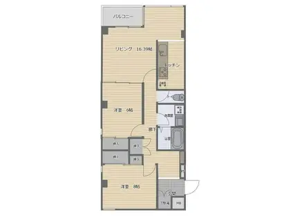 ソレアード(2LDK/3階)の間取り写真