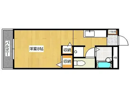 ハイナットU・I(ワンルーム/2階)の間取り写真