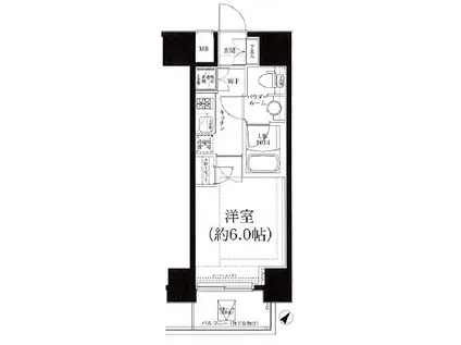 スパシエ川崎エサンザ(1K/11階)の間取り写真