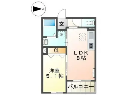 アウローラ本郷町(1LDK/2階)の間取り写真