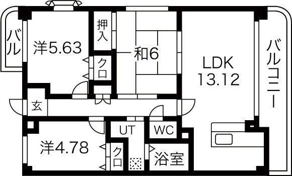 フィオーレ観月(3LDK/5階)の間取り写真