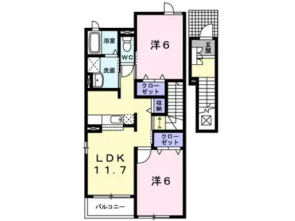メロディB(2LDK/2階)の間取り写真