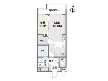 エフパルク大橋II(1LDK/3階)の間取り写真