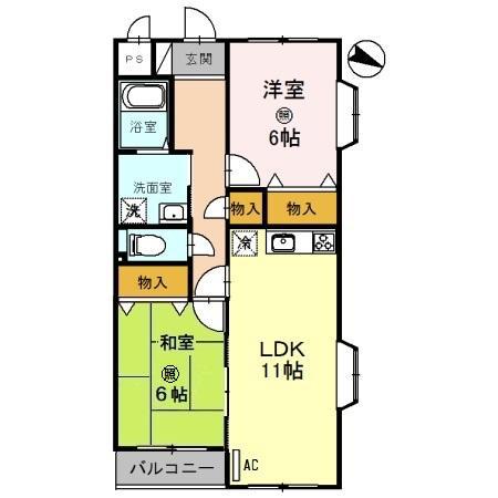 グレイスフル神前(2LDK/1階)の間取り写真