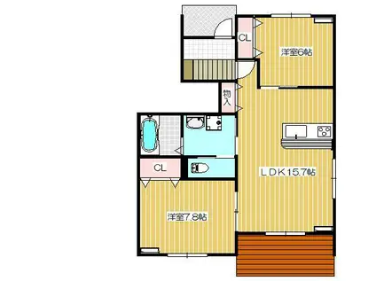 コンフォート星が丘(2LDK/1階)の間取り写真