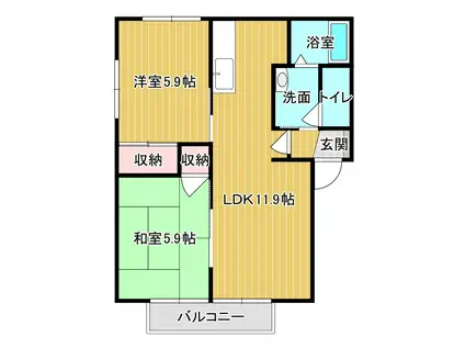 ブルーム(2LDK/1階)の間取り写真