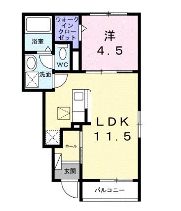 グリーンサイド(1LDK/1階)の間取り写真