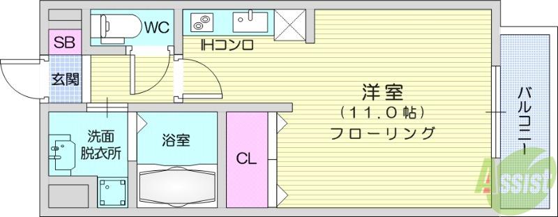 レーベンス柏木(ワンルーム/3階)の間取り写真