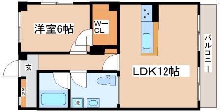 レジデンス向陽(1LDK/5階)の間取り写真