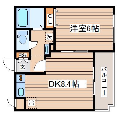 ベルシティ二本杉(1LDK/1階)の間取り写真