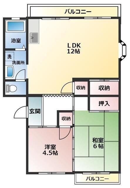 ハイツメヤー(2LDK/2階)の間取り写真