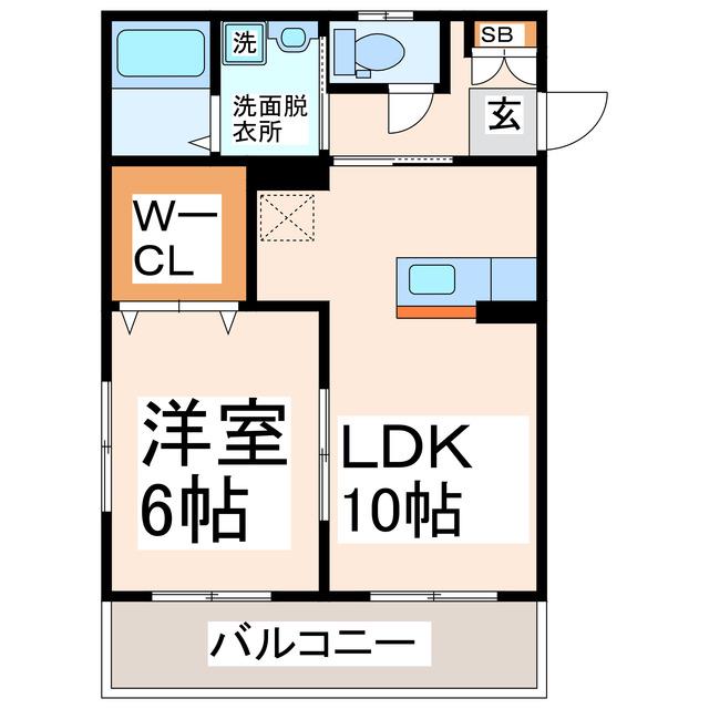 PATIO黒髪II(1LDK/1階)の間取り写真