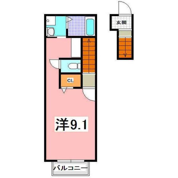 ドゥムールストレチア(1K/2階)の間取り写真
