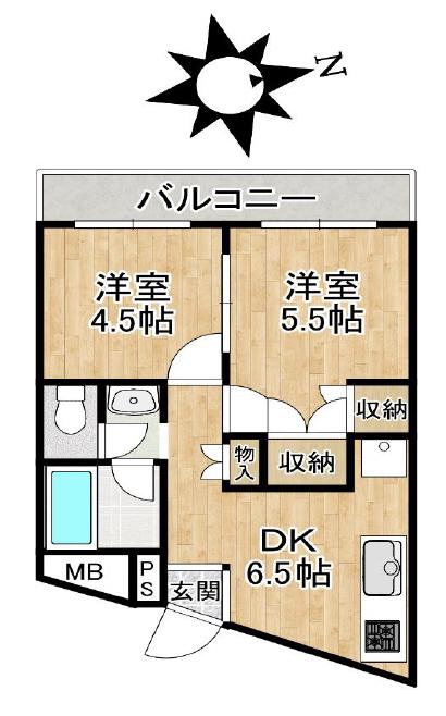 Yマンション(2DK/3階)の間取り写真