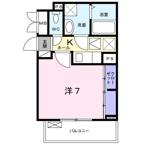 フレグランスII(1K/1階)の間取り写真
