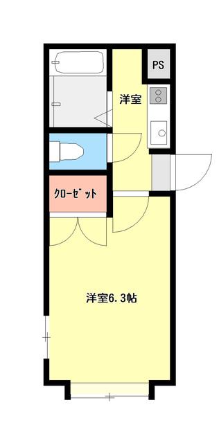 ロード上大川前(1K/2階)の間取り写真