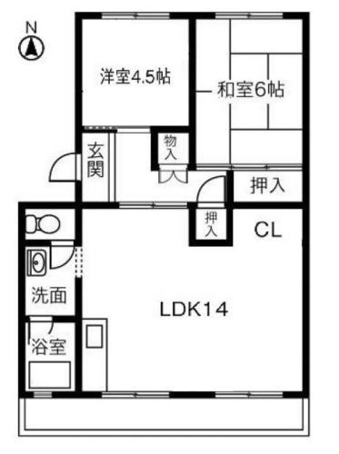 ハイツ長野C棟(2LDK/1階)の間取り写真