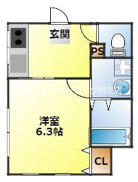 ハイツしらさぎ 相生駅前(1K/2階)の間取り写真